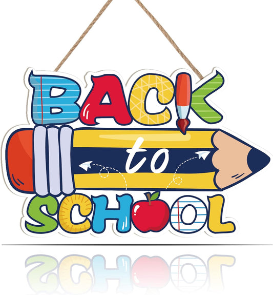 Bulk Cute Pencil Design Wooden Sign 11.81” x 7.48” Back to School Classroom Wall Decor Gift for Teachers Students Wholesale
