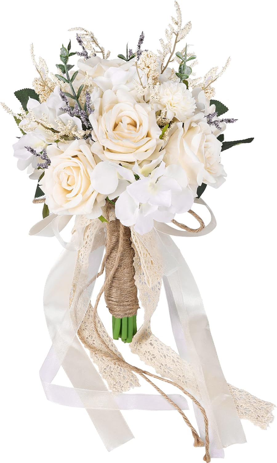 Premium Luxe Cascading Silk Roses Bouquets Everlasting Ivory Bridal Floral Arrangements for Wedding Centerpieces & Vase Displays