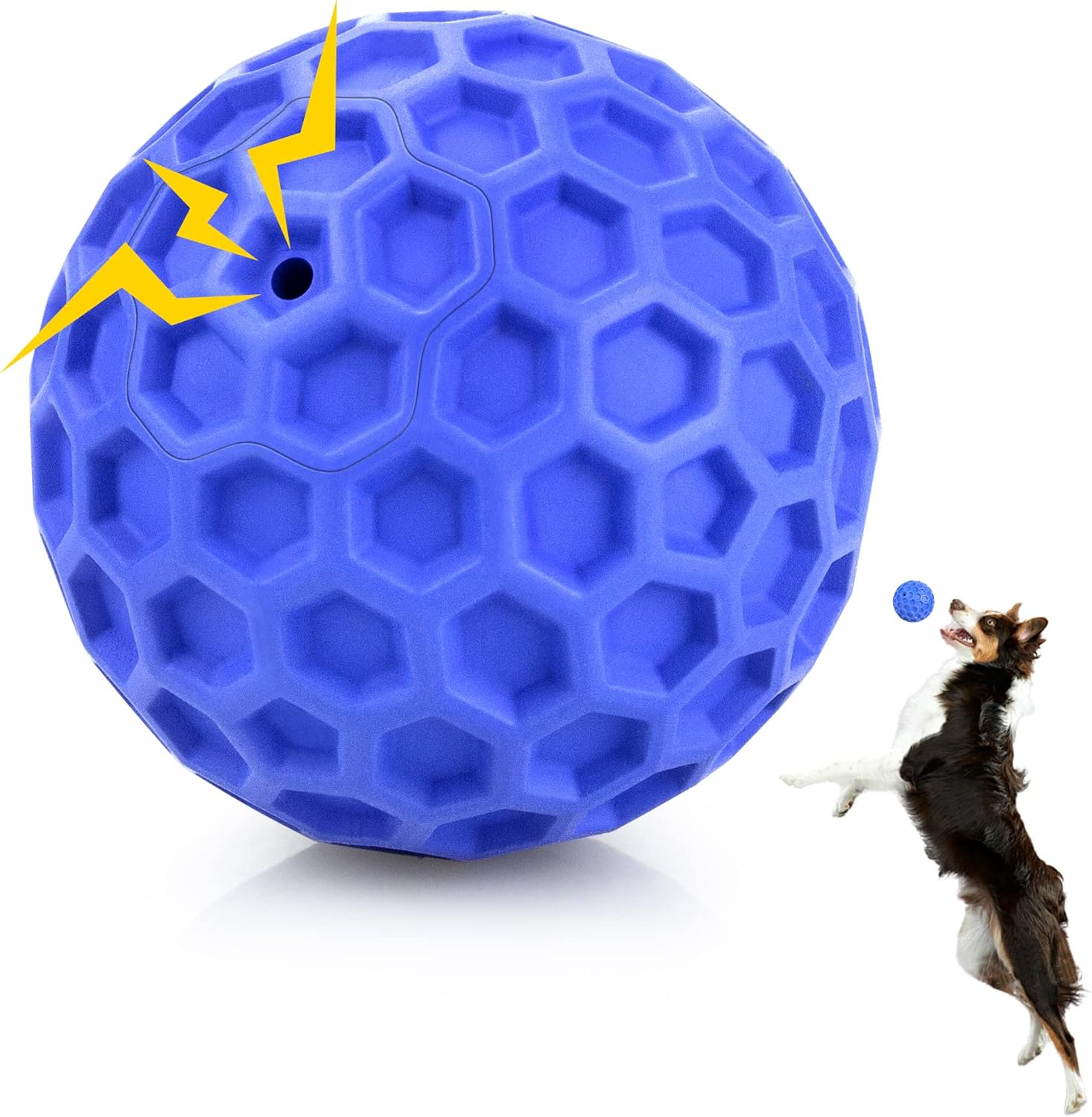 Premium Indestructible Dog Ball Squeaky Teeth Cleaning Chew Toy Non Toxic Rubber Large Breeds Anxiety Relief Outdoor Waterproof Play