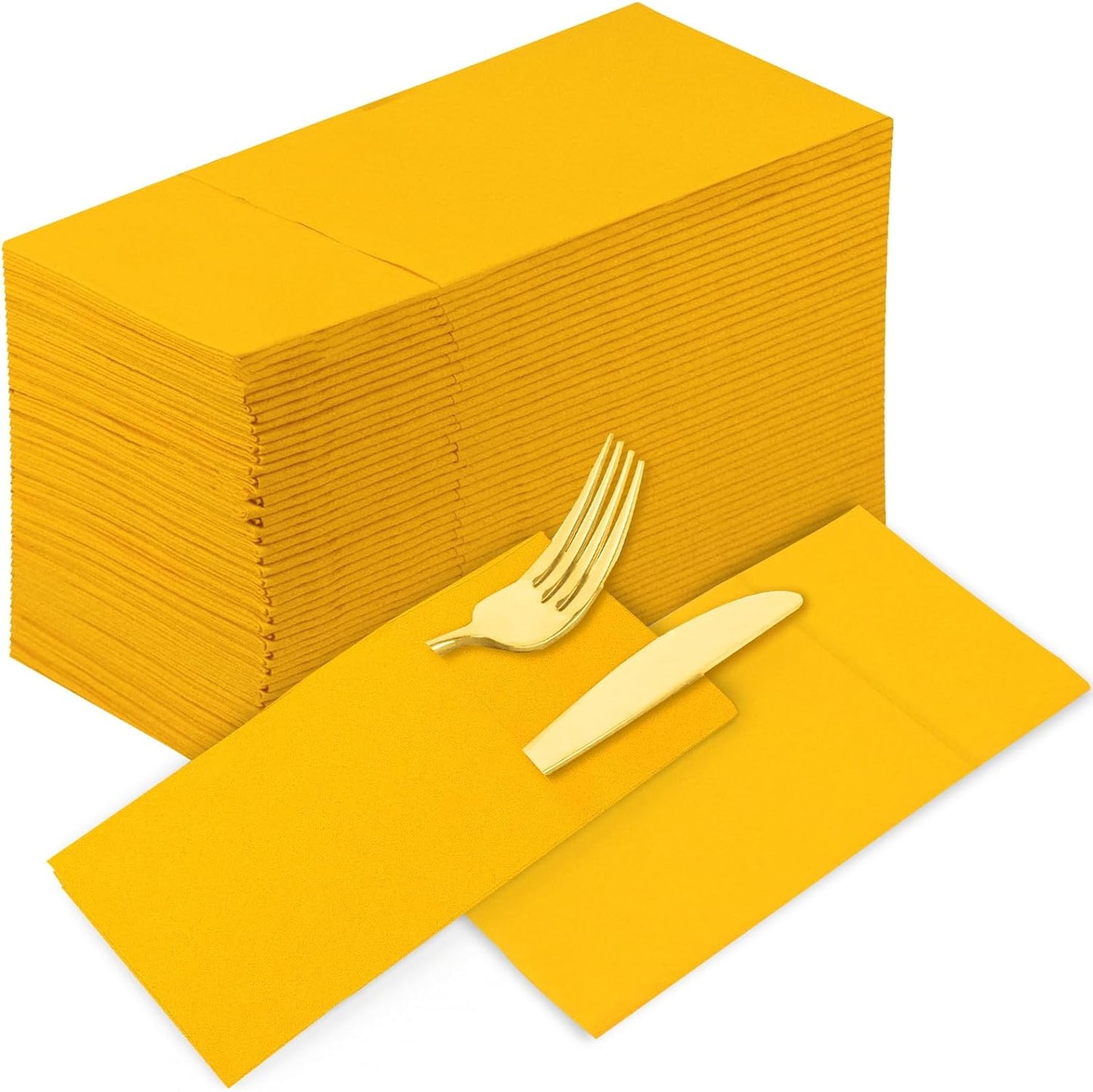 Bulk 100 Pcs 16.5" x 16.5" Premium Dinner Napkins with Flatware Pocket Soft Absorbent Cloth for Kitchen Parties Weddings Events Wholesale