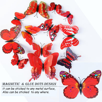 Bulk 24/48 Pcs 3D Butterfly Wall Decor Featuring Magnets, Perfect for Party Decorations Wholesale