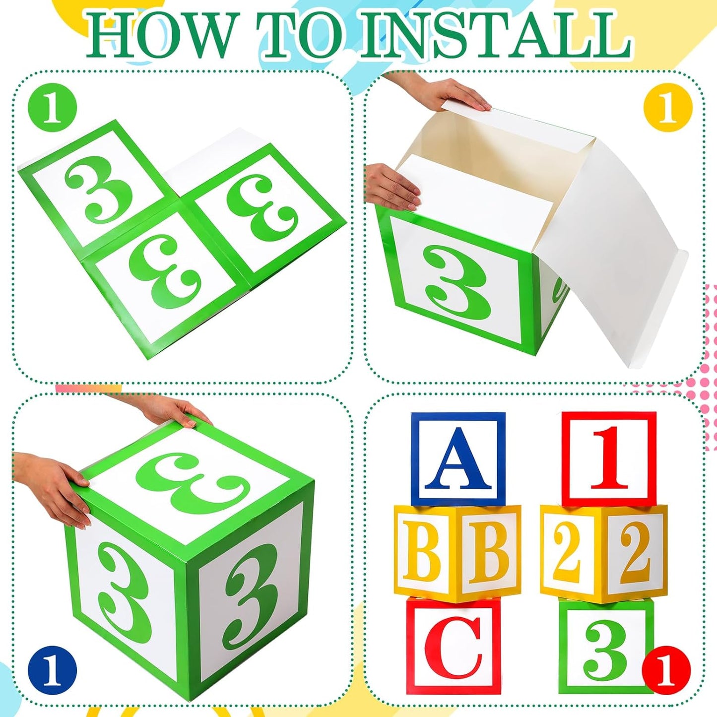 Bulk ABC Alphabet 123 Balloon Box 30x30 Inch School Party Decorations Graduation Birthday and Baby Shower Decor Wholesale