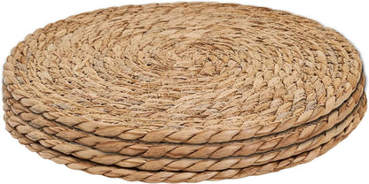 Bulk 10 Pack 12 Inch Round Farmhouse Woven Placemats Rustic Rattan Water Hyacinth Braided Mats for Dining Home Decor Weddings Wholesale