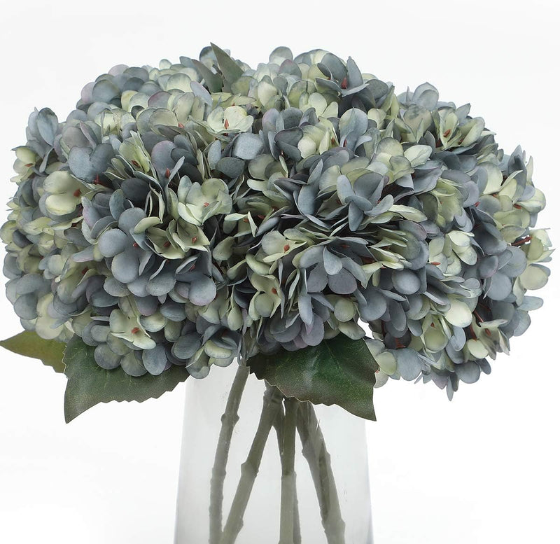 6 Pcs Artificial Silk Autumn Hydrangea Flowers, 12.6" Stems, 5.9" Heads, Realistic Fall Decor for Wedding & Farmhouse