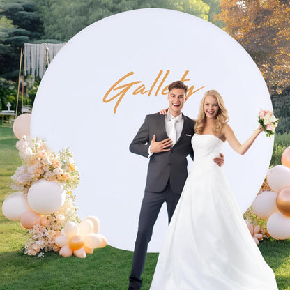 Bulk Adjustable White Round Backdrop Cover for 5 to 7.2ft Circle Arch Stand - Polyester Wedding, Birthday Party, Photography Decoration Wholesale