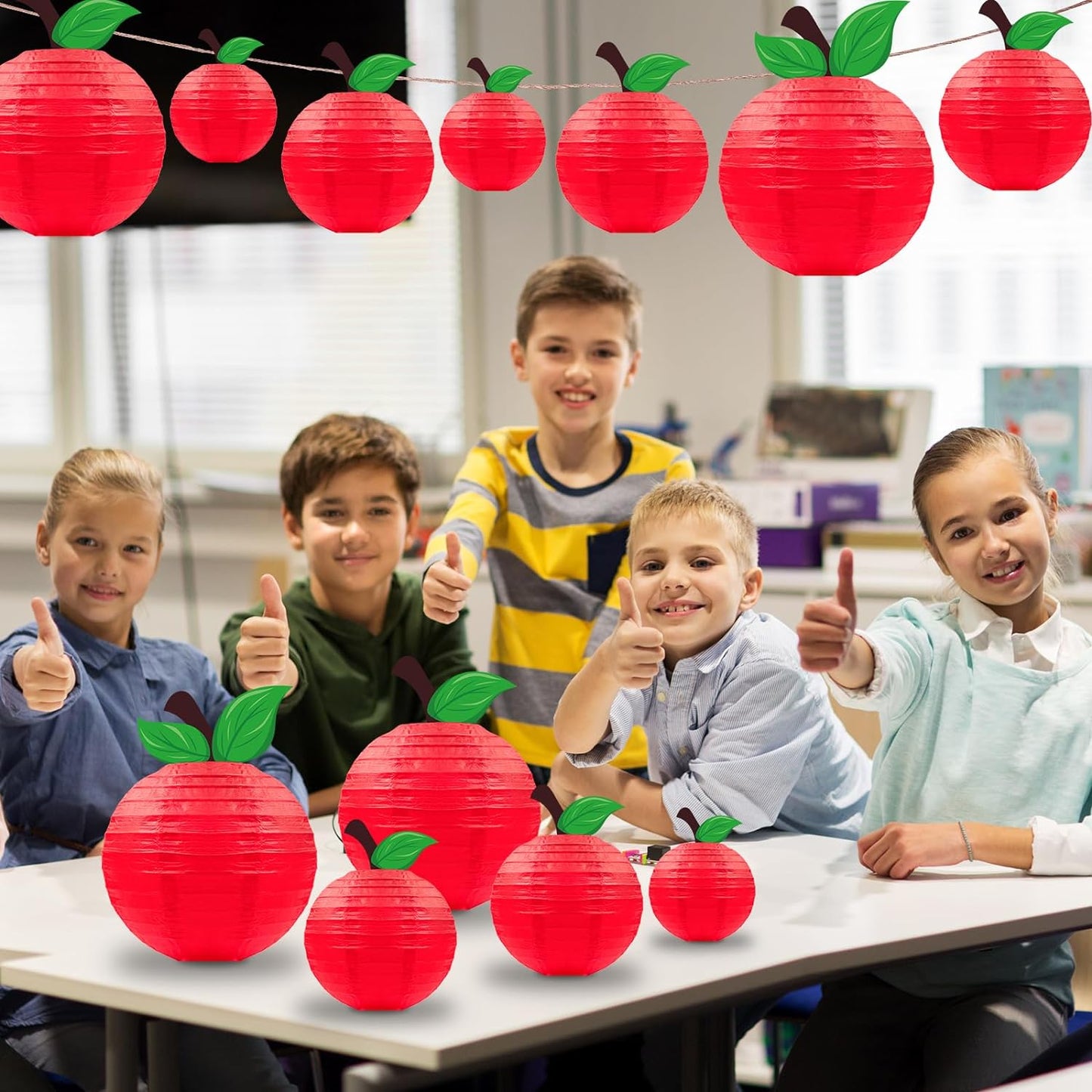 Bulk 15pcs Red Apple Shaped Paper Lanterns Back to School Classroom Decor Hanging Party and Home Decorations Wholesale