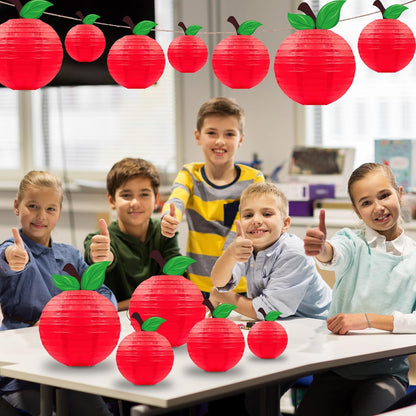 Bulk 15pcs Red Apple Shaped Paper Lanterns Back to School Classroom Decor Hanging Party and Home Decorations Wholesale