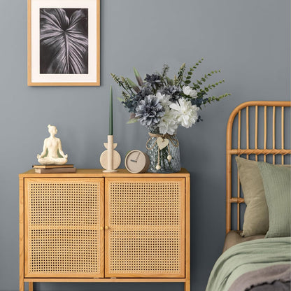 Premium Artificial Silk Flowers in Vase - High-Quality Table Centerpieces for Dining Room Kitchen Coffee Table Decor & Events