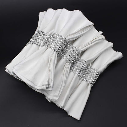 Bulk 10pcs Diamond Rhinestone Napkin Rings Chair Sash Velcro Buckle for Wedding Holidays Party Dinner Decoration Wholesale