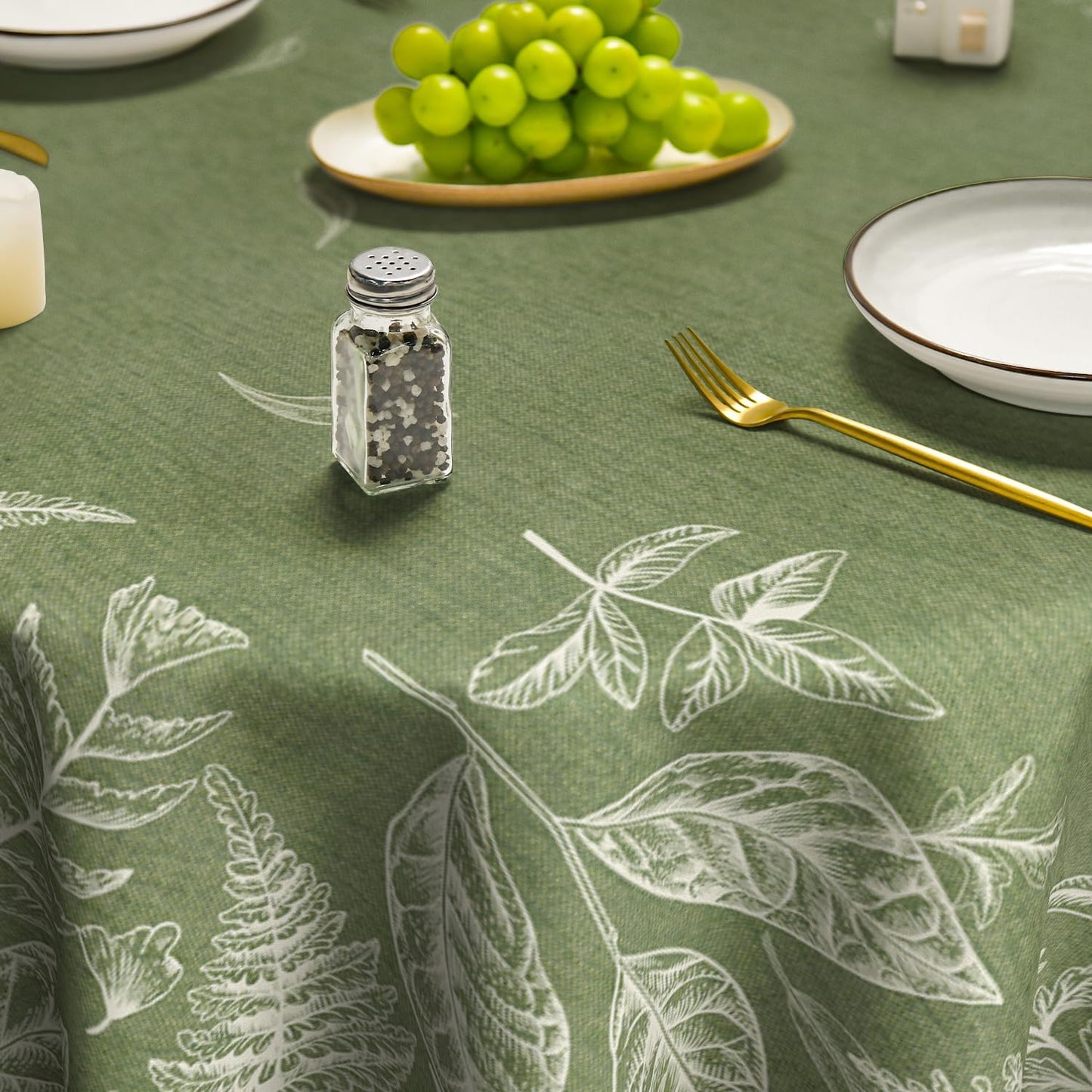 Bulk Spring Fern Tablecloth 60×84 Inch Rectangular Green Plants Washable Cover for Party Picnic Decor Wholesale