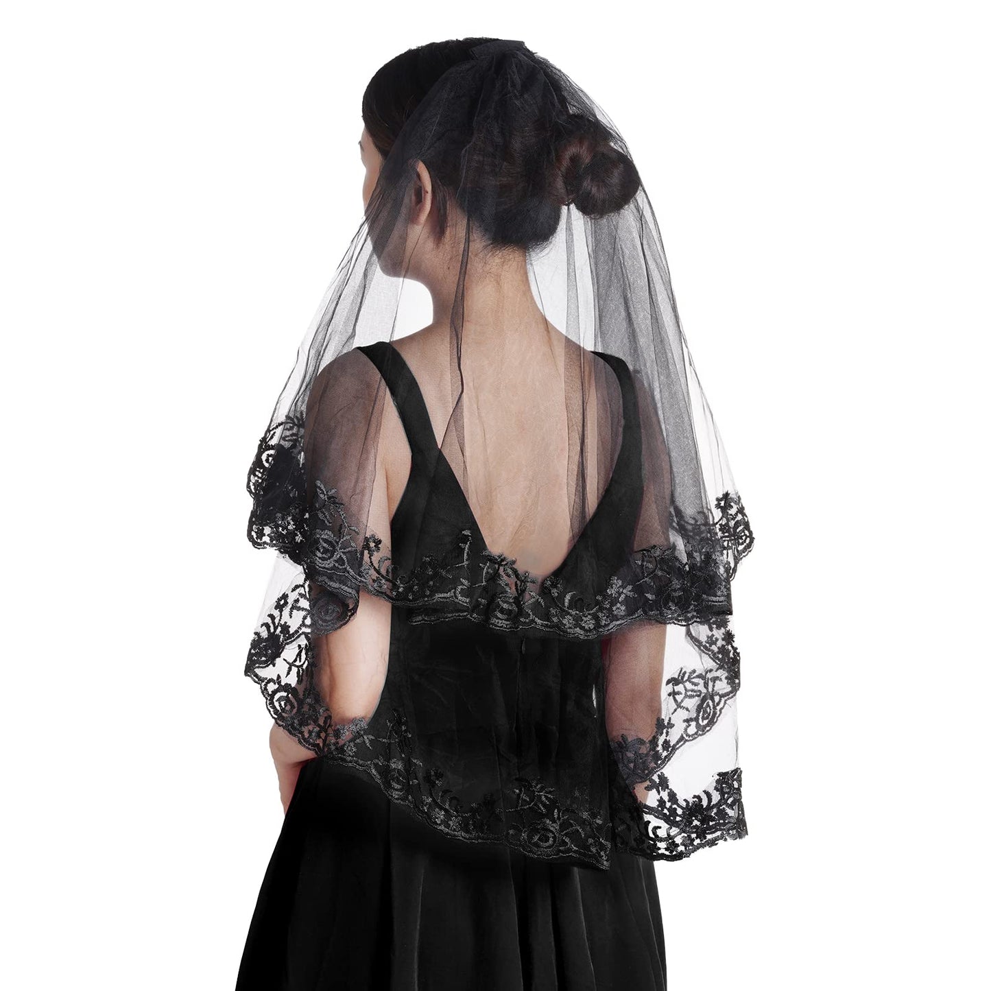 Bulk Black Veil Wedding Lace Veil Bridal Wedding Veils Halloween Veil for Women Brides Wedding Bridal Shower Wholesale