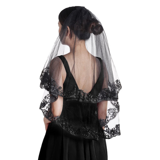 Bulk Black Veil Wedding Lace Veil Bridal Wedding Veils Halloween Veil for Women Brides Wedding Bridal Shower Wholesale