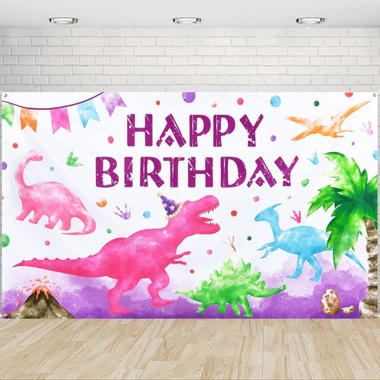 Bulk 73'' x 43'' Watercolor Dinosaur Banner Dinosaur Themed Birthday Party Backdrop Indoor/Outdoor Photography Kids Party Decor Wholesale