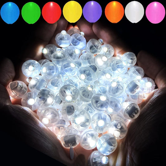 Bulk 100pcs White Balloon Lights Long Standby Time Waterproof Mini Light Battery Powered Round LED Ball Lamp for Latex Balloon Paper Lantern Party Wedding Festival Christmas Halloween Decorative Wholesale