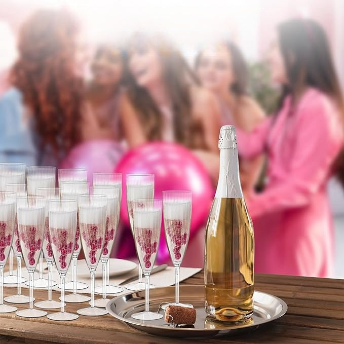 Bulk 8 Pcs Plastic Champagne Flute 6 Oz Clear Wine Glasses Wholesale