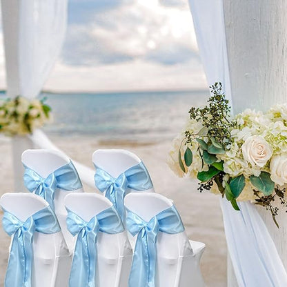 Bulk 10PCS Bows Chair Sashes Satin Chair Ribbons for Wedding Party Events Banquet Chair Cover Decoration Wholesale