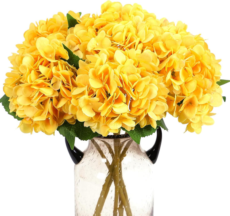 6 Pcs Artificial Silk Autumn Hydrangea Flowers, 12.6" Stems, 5.9" Heads, Realistic Fall Decor for Wedding & Farmhouse