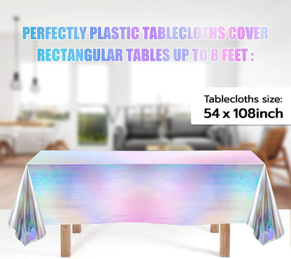 Bulk Vibrant Rainbow Disposable Tablecloth 54x108 Inches Ideal for Birthday Parties Buffets Disco and Mermaid Themed Decor Wholesale