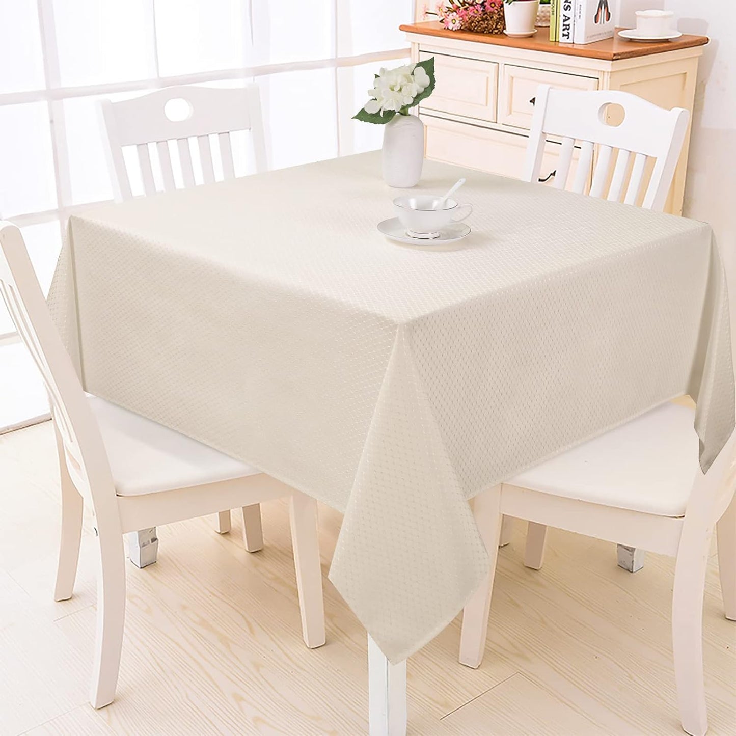 Bulk Solid Plaid Jacquard Spring Tablecloth Wrinkle and Water Resistant, Contemporary Woven Decorative Table Cover for Holiday Events Wholesale