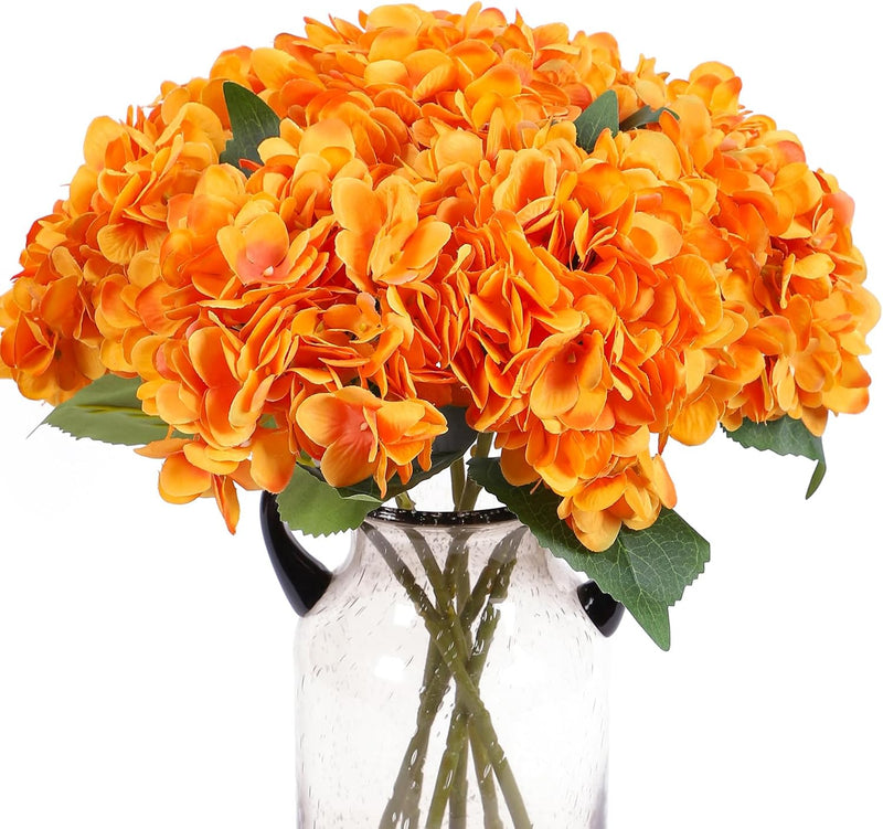 6 Pcs Artificial Silk Autumn Hydrangea Flowers, 12.6" Stems, 5.9" Heads, Realistic Fall Decor for Wedding & Farmhouse