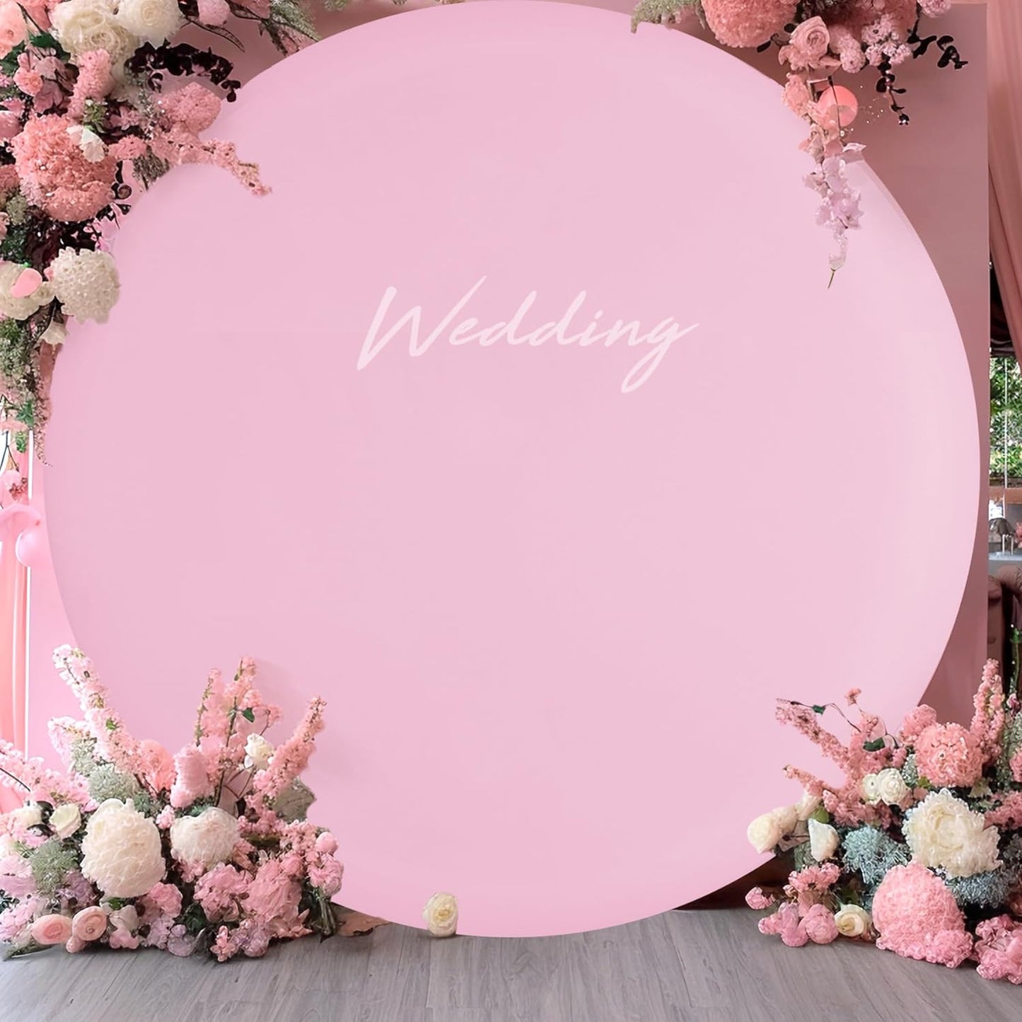 Bulk Adjustable White Round Backdrop Cover for 5 to 7.2ft Circle Arch Stand - Polyester Wedding, Birthday Party, Photography Decoration Wholesale