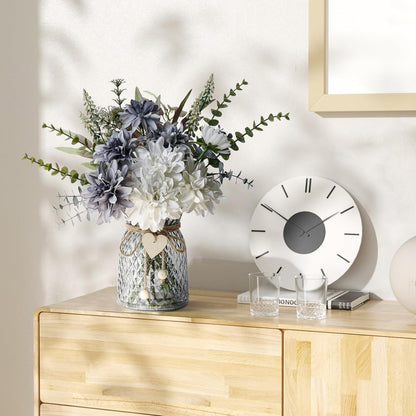 Premium Artificial Silk Flowers in Vase - High-Quality Table Centerpieces for Dining Room Kitchen Coffee Table Decor & Events