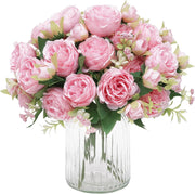 Artificial Silk Peonies 10 Pcs Vibrant Pink 12 Inch Realistic Flowers for Wedding Centerpieces and Home Decor