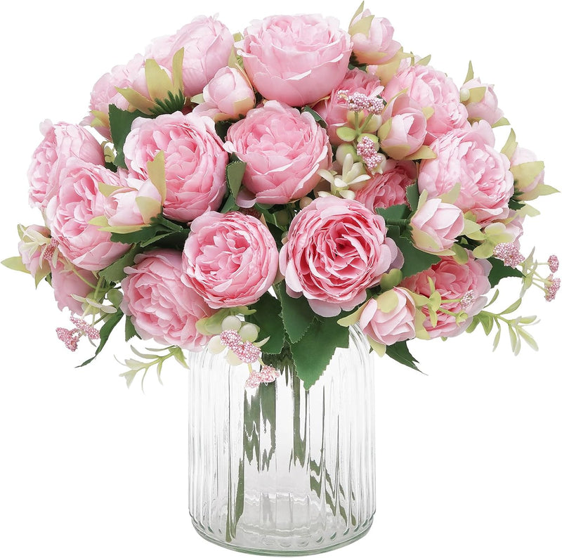 Artificial Silk Peonies 10 Pcs Vibrant Pink 12 Inch Realistic Flowers for Wedding Centerpieces and Home Decor