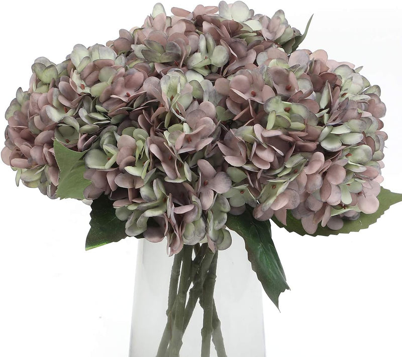 6 Pcs Artificial Silk Autumn Hydrangea Flowers, 12.6" Stems, 5.9" Heads, Realistic Fall Decor for Wedding & Farmhouse
