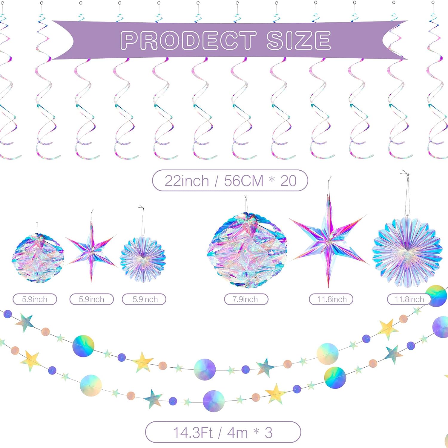 Bulk Rainbow Party Decor Set Hanging Balls Paper Fans Snowflake Garlands White Star Swirls Ideal for Birthdays Weddings Wholesale