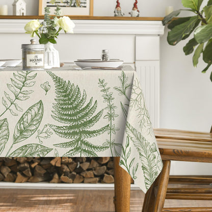 Bulk Spring Fern Tablecloth 60×84 Inch Rectangular Green Plants Washable Cover for Party Picnic Decor Wholesale