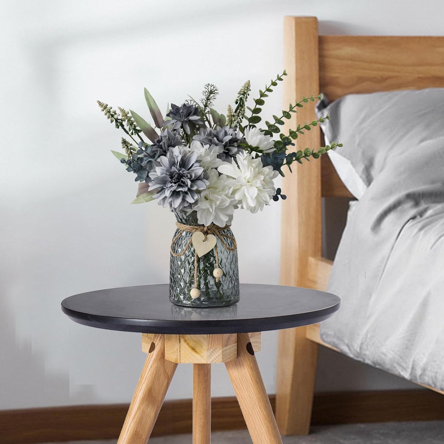 Premium Artificial Silk Flowers in Vase - High-Quality Table Centerpieces for Dining Room Kitchen Coffee Table Decor & Events