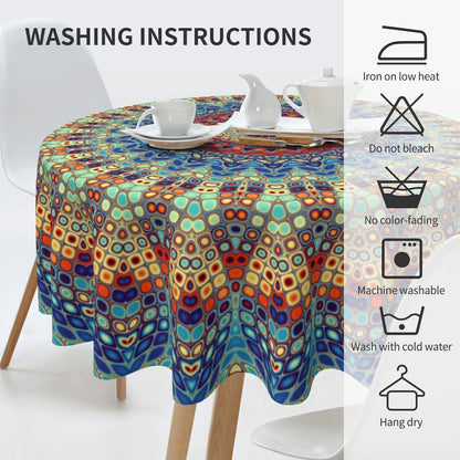 Bulk 60 Inch Round Tablecloth Stain Resistant Polyester Table Cover for Kitchen Dining Buffet Parties and Camping Mandala Design Wholesale