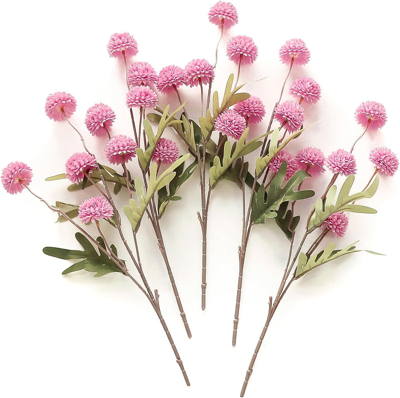5 Pcs Artificial Silk Pompon Mums Flowers, Beige, 6 Inch Stems, Realistic Chrysanthemums for DIY Bouquets and Wedding Decor