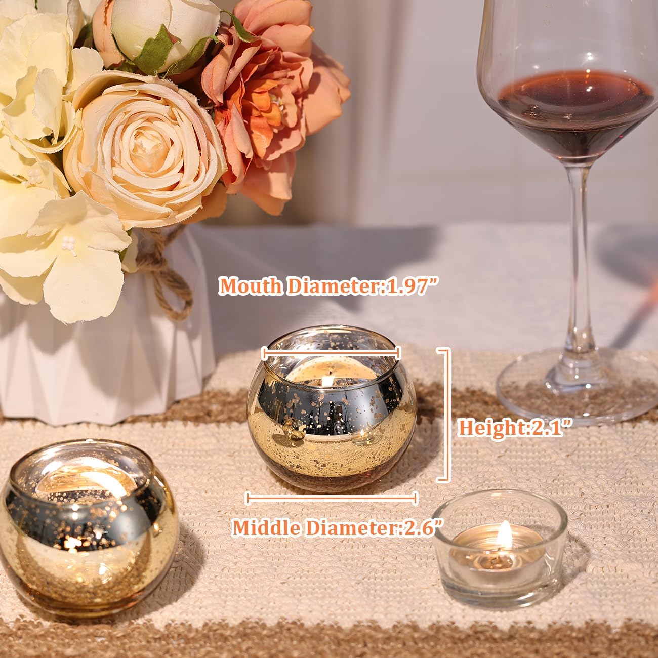 Bulk 12 Pcs Shine Bright Electroplated Glass Candle Holders for Weddings Parties Holidays Gifts and Bridal Showers Wholesale