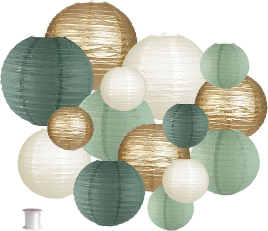 Bulk Round Hanging Paper Lanterns Decorations Set Rustic Wedding Bridal Shower Décor with Rigged Hanging System Wholesale