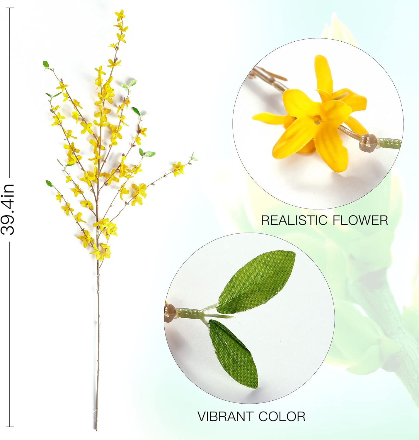 Forsythia Artificial Flower Stems, 4-Pack 40.5in Yellow Floral Branches for Wedding & Event Styling