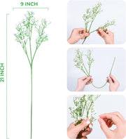 Artificial Baby's Breath Flowers, 10 Stems, White, Silk, Realistic Look for Wedding Bouquets and Centerpieces