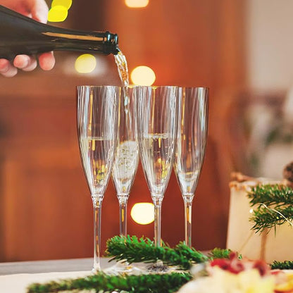 Bulk 8 Pcs Plastic Champagne Flute 6 Oz Clear Wine Glasses Wholesale