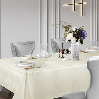 Bulk Solid Plaid Jacquard Spring Tablecloth Wrinkle and Water Resistant, Contemporary Woven Decorative Table Cover for Holiday Events Wholesale
