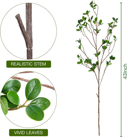 Bulk 2 Pcs Artificial Ficus Branches Eucalyptus Leaf Spray Faux Greenery Stems for Home Office Wedding Vase Decor Wholesale