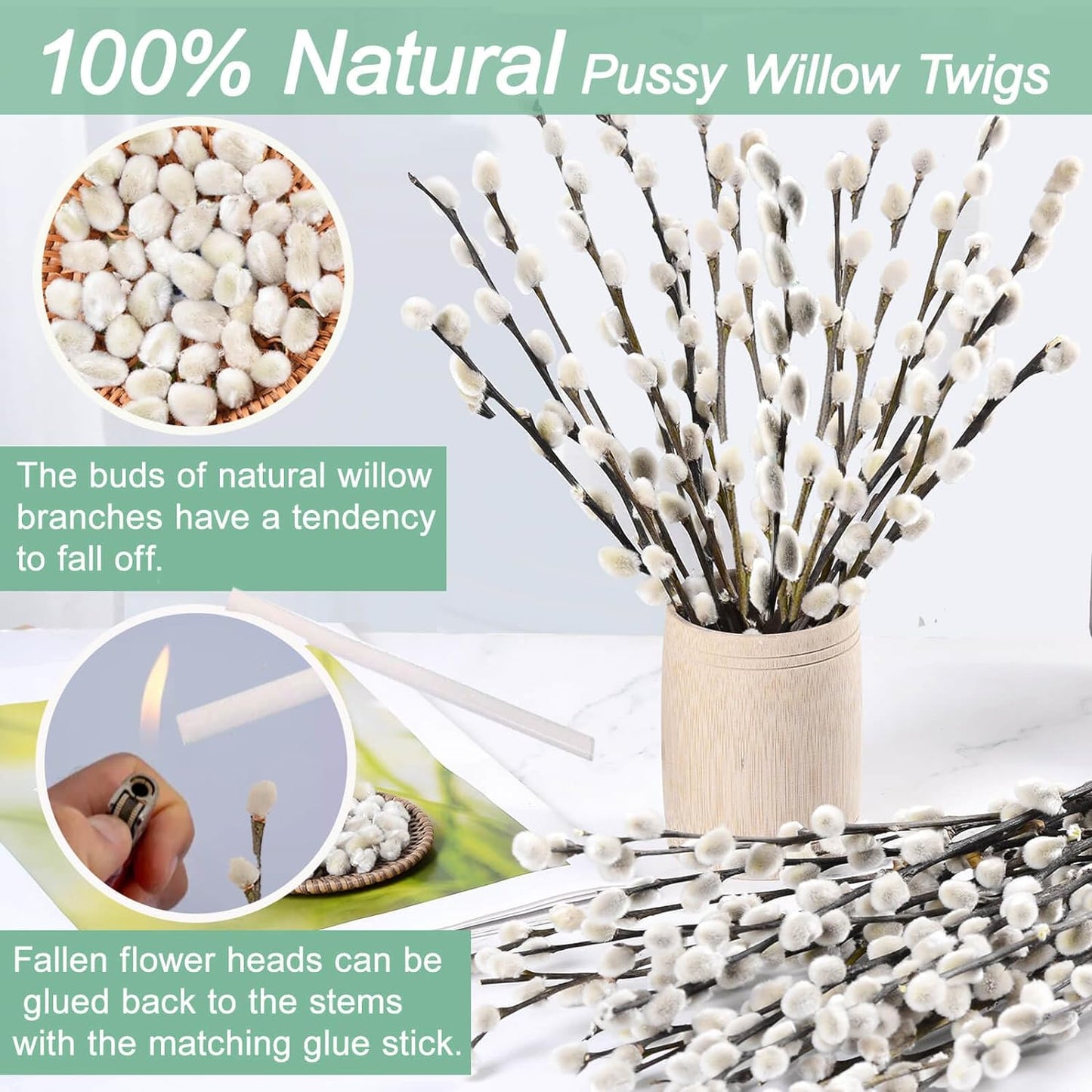 Bulk 45 Pcs 17 Inch Dried Willow Branches with White Flowers Natural Decor for Weddings Events Parties Hotels Fireplaces Yards Wholesale