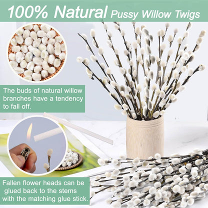 Bulk 45 Pcs 17 Inch Dried Willow Branches with White Flowers Natural Decor for Weddings Events Parties Hotels Fireplaces Yards Wholesale