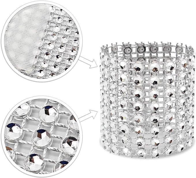 Bulk 10pcs Diamond Rhinestone Napkin Rings Chair Sash Velcro Buckle for Wedding Holidays Party Dinner Decoration Wholesale