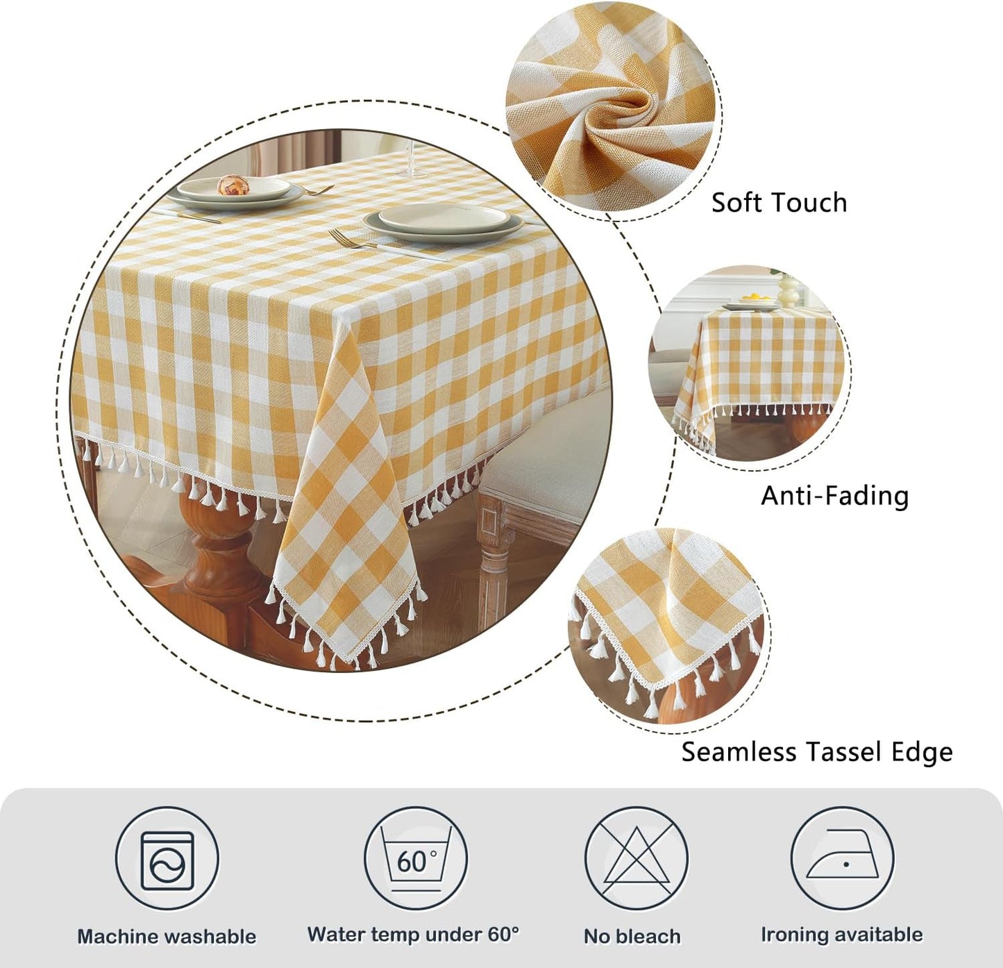 Bulk St. Patrick's Day Checkered Tablecloth Washable Buffalo Plaid with Tassel Suitable for Kitchen and Dining Room Decor Wholesale