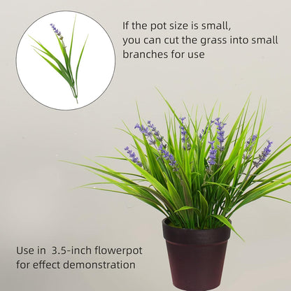Premium Artificial Monkey Grass with Flowers 12 UV-Resistant Bundles for Outdoor Porch Patio Garden Pathway Decor
