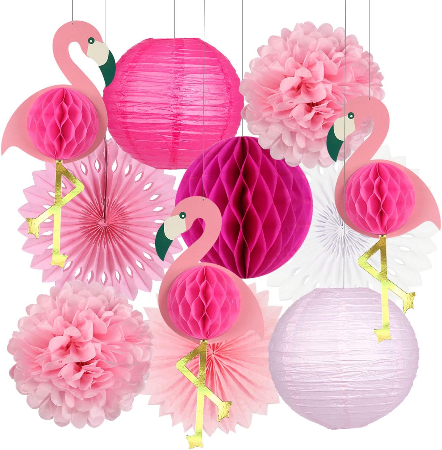 Bulk Hawaiian Luau Party Supplies Pink Flamingo Decor Pom Poms Flowers Fans Lanterns Wholesale