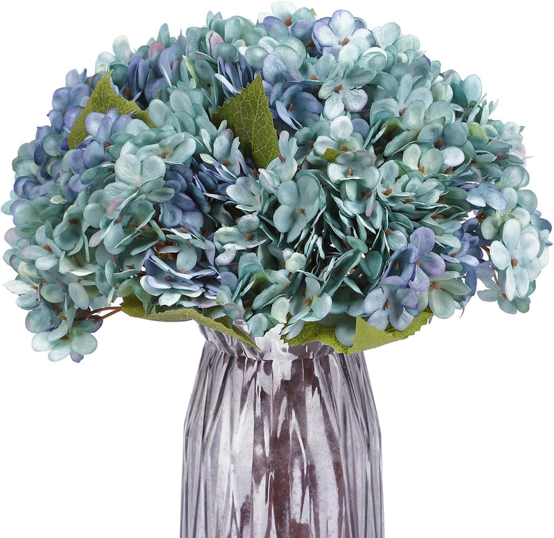 6 Pcs Artificial Silk Autumn Hydrangea Flowers, 12.6" Stems, 5.9" Heads, Realistic Fall Decor for Wedding & Farmhouse