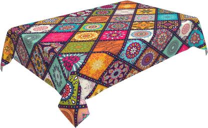 Bulk 60 Inch Round Tablecloth Stain Resistant Polyester Table Cover for Kitchen Dining Buffet Parties and Camping Mandala Design Wholesale