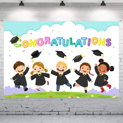 Bulk 6x4 ft Large White Congratulations Backdrop Banner Kindergarten Graduation Party Decorations Background Wholesale